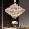 Lámpara de araña de cristal galvanizado de hierro forjado de lujo ligero, lujosa para sala de estar, moderna y simple, elegante y de alta gama, adecuada para estudio, dormitorio y comedor