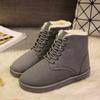 Invierno Estilo Coreano Estudiante Botas de Nieve Botines para Mujer Caña Corta Botas para Mantener el Calor con Cordones Zapatos de Mujer Tacón Plano Botas de Algodón Martin de Moda