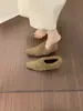 Zapatos de algodón retro franceses de nicho con punta fina, slip-on con plataforma interior para el calor de otoño e invierno y forro polar, estilo Birkenstock para mujer