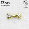 Pendientes de titanio F136 con circonita en forma de hueso de perro, piercings de labio, joyería para perforación corporal de aleación de titanio G23, pendientes para el cartílago de la oreja, pendientes tipo cuff para la oreja