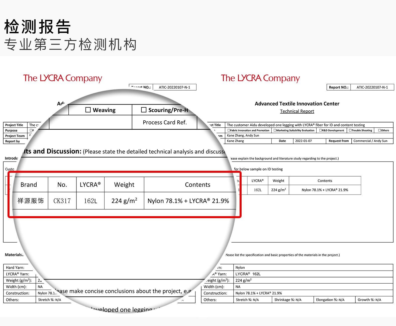 祥源莱卡检测报告