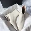 2026 Botas de Moda Elegantes Cuadradas Tacón Grueso Cierre Trasero Tacón Medio Temperamento Elegante Corte Talón Irregular Moda Estilizadas