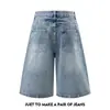 Shorts de Cinco Puntas con Patrón de Rayos Estilo Callejero Americano para Hombre, Marca de Verano de Moda Sueltos Casuales de Pierna Ancha Rectos de Mezclilla