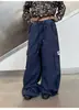 Pantalones Cargo Anchos Sueltos de Estilo Americano de Moda con Cordón y Múltiples Bolsillos para Mujer con Cintura Elástica, Pantalones Casuales con Sentido del Diseño