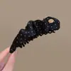 Pinza banana de satén plisado estilo francés para recogidos de mujer, pasador grande para coletas altas, pinza de agarre vertical con un toque de alta gama