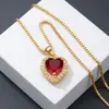 Collar Popular con Forma de Corazón Transfronterizo Europeo y Americano para Mujer, Cobre Incrustado con Circonita, Colgante de Corazón, Cadena para Clavícula, Joyería Corazón del Océano, Suministro Directo