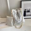 Bolsa tote de corrente acolchoada de grande capacidade 2024 Nova bolsa feminina da moda Bolsa de ombro feminina elegante e simples