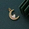 Novo Estilo Pingente Banhado a Cobre com Diamantes Incrustados Cor Duradoura Pingente para Pulseira DIY Acessórios em Forma de Lua Estrela Coração Prontos para Venda