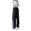 Pantalones de chándal a rayas estilo americano, nueva colección de otoño, corte holgado con caída, bordado color-blocking, versátiles para deportes y uso casual, largos, en blanco, gris y negro