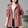 Chamarra cortavientos para mujer, nueva colección primavera/otoño 2026, estilo coreano, casual, versátil, talla grande, corte holgado, con capucha, chamarra de longitud media