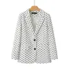 Chaqueta de traje con estampado de rosas rosas para mujer, primavera, otoño, versátil, para ir al trabajo, casual, top, chaqueta de traje adelgazante
