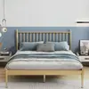 Cama moderna minimalista con estructura de hierro, cama doble reforzada de 1,8 m, cama de hierro forjado estilo nórdico, cama de hierro plegable, cama individual de 1 m