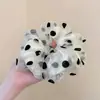 Goma para el pelo de lunares de doble capa, Accesorio para el pelo de organza para mujer, Cuerda para el pelo elegante tipo red, Estilo perezoso para coleta