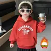 0356 Moletom de Veludo Estilo Coreano Outono e Inverno para Meninos Inverno Novo Peça Única de Veludo Espessada Manga Longa Moletom Fashion Infantil