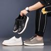 Sapatos casuais masculinos de couro de primeira camada Couro genuíno respirável sapatos brancos masculinos Tênis 2024 outono novos sapatos de couro sapatos masculinos