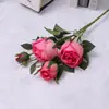 Flores Artificiales Estilo Escandinavo Pastoral Rosas Flores Falsas Peonías Flores de Seda Decoración de Mesa de Comedor Mesa de Café en Casa Decoración de Fondo de Boda