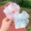 Coreia do Sul ins Princesa malha laço grampo de cabelo infantil elegante lantejoulas estrela grampo de cabelo meninas feito à mão clipe lateral