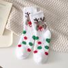 Meias Vermelhas de Veludo Coral para Mulheres, Meias de Natal Outono e Inverno, Meias de Dormir Grossas Aconchegantes de Pelúcia para Mulheres, Meias de Casa para Mulheres Atacado