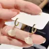 Brincos de Pedra Olho de Gato em Forma de Leque Estilo Francês para Mulheres, Luxo Leve, Alto Padrão, Estilo Minimalista, Tarrachas com Microincrustação de Zircônia, Brincos Versáteis da Moda