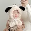 Gorro para Niños Otoño e Invierno Lindo Estilo Coreano Niños y Niñas Bebé Relleno Bufanda para Cuello Infantil Conjunto de Una Pieza Dos Piezas Protección para los Oídos