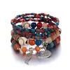 Traje de pulseras calientes transfronterizas europeas y americanas estilo étnico bohemio colorido pulsera elástica de cuentas de arroz multicapa joyería para mujer