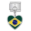 Colgante de Bandera en Forma de Corazón Pulsera Módulo Italiano Gancho Único Empalme Elástico DIY Cadena de Correa de Reloj de Acero Inoxidable