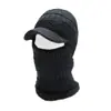Chapéu Masculino de Inverno com Plus Veludo, Lã Espessa, para Ciclismo ao Ar Livre, Proteção Facial, Proteção de Pescoço, Chapéu de Tricô Quente de Peça Única