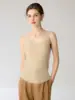 Camisole de malha 100% caxemira pura, gola U, corte justo, valoriza a silhueta, canelada, sem mangas, camada interna