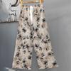Pantalones de Pijama de Algodón Finos de Verano para Mujer con Estampado de Dibujos Animados, Pantalones de Pierna Ancha para Mujeres Embarazadas, Tallas Grandes, Adecuados para Usar Afuera, Pantalones Largos de Algodón, Exportación