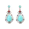 Pendientes de gota de agua de turquesa hueca de tendencia europea y americana, pendientes bohemios, fabricantes de joyas de comercio exterior transfronterizo al por mayor