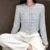 Elegante chaqueta corta con bolsillos y botones de perla, con un diseño inspirado en Chanel, adecuada para mujeres en primavera y otoño, al por mayor, de nicho, corte holgado y elegante, para ventas transfronterizas