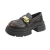 Mocasines de cuero para mujer estilo británico con suelas gruesas, zapatos retro de otoño nuevos sin cordones con puntera cuadrada y tacón grueso 2026