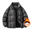 2025 Nova Tendência Outono e Inverno Cor Sólida Simples Gola Alta Zíper Masculina Solta Casual Jaqueta de Penas Controle de Preço 479
