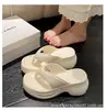 Chanclas de Eva con Suela Gruesa para Mujer, Patrón de Cuero Sintético, Calzado de Verano para Exterior, Nuevas Chanclas de Cuña 2025, Venta al por Mayor Transfronteriza