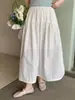 No hay devoluciones ni cambios Falda de Color Sólido Nube Dobladillo Ancho Línea A Cintura Alta Elegante Holgada Versátil Estilo Coreano 0401