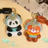 Llavero Creativo de Cuero Sanxingdui Panda Lindo Dibujo Animado Chica Panda Rojo Colgante para Bolso Accesorios Pequeño Regalo