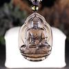 Suministro directo de fábrica obsidiana natural esmerilada con hielo colgante collar Buda de la Medicina bodhisattva joyería de cristal al por mayor