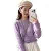 Suéter de punto para mujer de manga larga con diseño calado, nueva colección otoño 2026, suéter holgado moderno y elegante, top básico, jersey