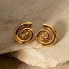 INS Europeu e Americano simples espiral de aço titânio brincos moda feminina personalidade criativa ouro 18K brincos brincos de aço inoxidável