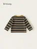 Camiseta Infantil Bangxuan Estilo Coreano Rayada Manga Larga para Niños Ropa de Otoño Capa Base para Bebés Ropa Infantil Zhili Huzhou