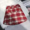 Falda Media de Lana a Cuadros para Mujer 2026 Primavera Otoño Tallas Grandes Cintura Alta Adelgazante Línea A Falda Corta para Chicas Petites Picantes Falda Plisada