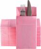 En stock, paquete de cuchillos y tenedores desechables coloridos sin polvo, servilletas para fiestas, restaurantes occidentales, cuchillos y tenedores plegables, servilletas impresas