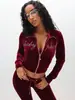 Tendencia de Moda Femenina 2026 Harajuku Ins Conjunto de Dos Piezas Sudadera Lulu de Cuello Alto con Cremallera Pantalones Acampanados con Cordón
