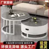 Mesa de centro em ardósia para sala de estar, uso doméstico, mesa redonda simples, novo modelo, luxo leve, moderna, da moda, mesa de centro pequena
