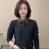 Camisa Base de Moda a Cuadros Patchwork con Cuello Solapa para Viajes de Invierno Nueva Camisa para Mujer para Dropshipping