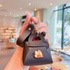 Llavero de Bolsa de Cuero de Hamburguesa con Papas Fritas de Dibujos Animados Estilo Ins Mini Lindo Billetero Popular Colgante para Bolsa de Estudiante