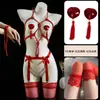 Lencería Sexy Yiyue, Ropa Sexy de Cuerda, Mono con Tirantes, Uniforme de Juego de Rol Hueco Talla Grande W66