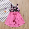 Vestido camisola de dos piezas sin mangas floral de verano para niñas, estilo europeo y americano, ropa para niños, ins