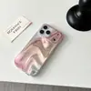 Patrón de Ondas de Agua Rosa de Nicho Adecuado para iPhone 18 Pro Max, Funda para Teléfono Apple 17, Funda de Doble Capa para 15/16