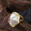 Moderna, Exagerada, Única, Perlas Irregulares con Forma Barroca, Anillo Abierto Ajustable, Joyería de Gama Alta de Nicho